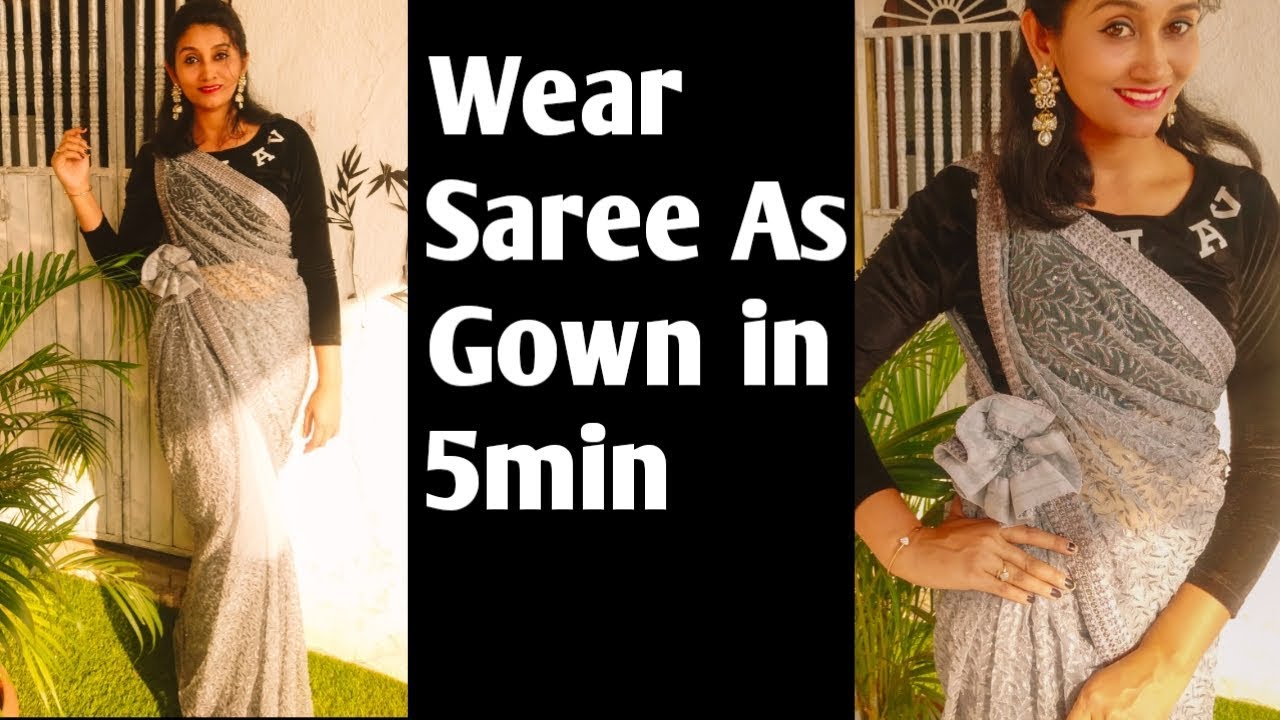 modern net saree draping style