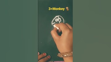 How to draw Monkey 🐒 with number 3 #shorts #shortsfeed #youtubeshorts #drawing