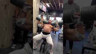 Larry Wheels 400Lbs Dumbbell Shoulder Press 🔥🔥🔥 #Powerlifting #Strong #Powerlifter #Shortsvideo