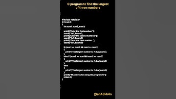 C program to find the largest number of three numbers #programming #shorts