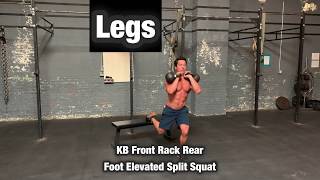 Kettlebell Front Rack Rear Foot Elevated Split Squat - Legs, Quads, Glutes Exercise Workout