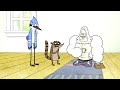Regular show  rigby tries to ask the park workers to unjinx him