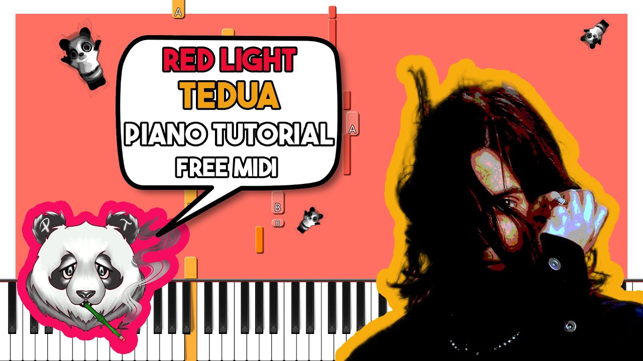 TEDUA - RED LIGHT - FREE MIDI Piano Tutorial