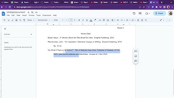 Quick MLA Works Cited in Google Docs 2023