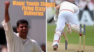 10 Waqar Younis Crazy Deliveries that flying & Uprooted Stumps | Toe Crusher Waqar Younis