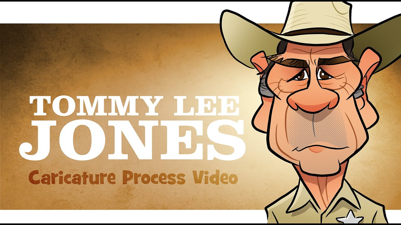 Tommy Lee Jones (No Country for Old Men) Caricature art drawing process tutorial