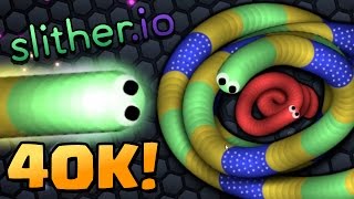 CRAZY 40K MASS HIGHSCORE RECORD GAMEPLAY!  SLITHER.IO Gameplay (Agar.io With Snakes!)