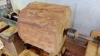 bubut kayu - pembuatan meja Sultan dari kayu ulin kalimantan