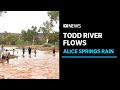 Rain in Central Australia turns the usually dry Todd River bed into a flowing waterway | ABC News