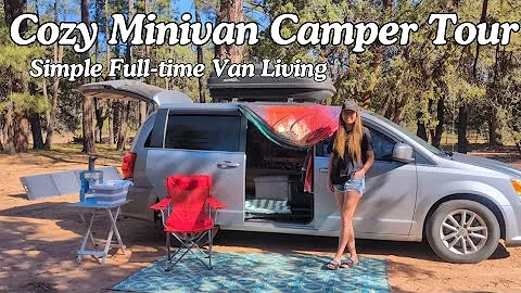 Tour My DIY 2018 Dodge Grand Caravan Camper Conversion | Simple & Cozy Van Life Setup