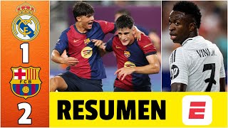 Thumbnail for BARCELONA derrota 2-1 al REAL MADRID en EL CLÁSICO. DOBLETE de PAU VICTOR. VINICIUS jugó | Amistoso