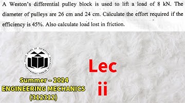 Calculate the effort required & load lost in friction. (ENGINEERING MECHANICS ) 02