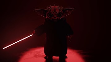 Darth Grogu with his Lightsaber (3D Model Animation in Blender)