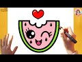 How to Draw a Cute Watermelon Easy ????| Kawaii Watermelon Drawing Step by Step ????