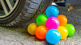 Crushing Crunchy & Soft Things by Car! EXPERIMENT CAR vs Rainbow Balls