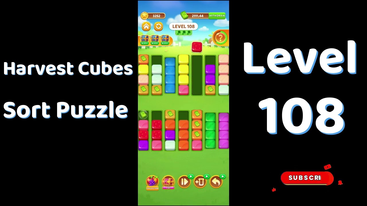 Harvest Cubes Sort Puzzle Level 108 Walkthrough 🌽🧠 | Relaxing Sort Game | Go Answer