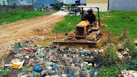 Amazing Update!! Filling Land, Delete Garbage Dump By Skills Dozer Clear, Pushing Trash Into​ Water