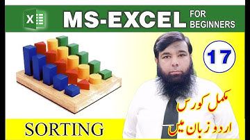 Sort Data in Excel - Microsoft Excel Tutorial Urdu / Hindi  Class  17.
