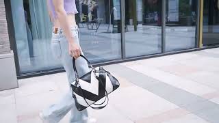 Violetas Bolso De Piel Suave Color Clash Gran Capacidad handbag large soft leather collision color screenshot 4