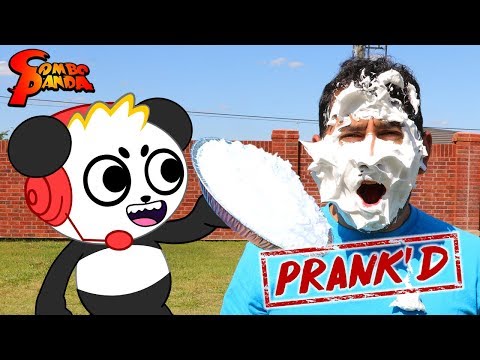 PIE FACE CHALLENGE! COMBO PANDA PRANKING THE STUDIO SPACE