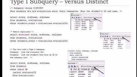 2 of 6 SQL Advanced with Oracle   Type I subqueries, plus di