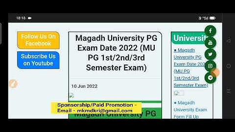 Magadh University 2018-20, 2019-21, 2020-22 PG(MA/MSc/Mcom) Exam/MU PG 1st/3rd Sem. MU Update News