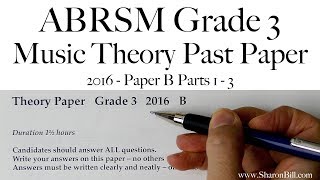 ABRSM Music Theory Grade 3 Past Paper 2016 B with Sharon Bill