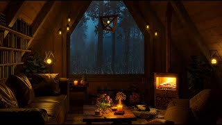 Relaxing Jazz Music at Cozy Reading Nook Ambience on Rainy Day  Soft Jazz Music for Stress Relief