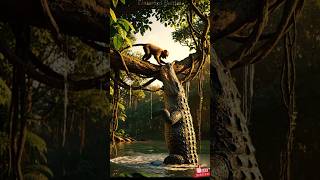 “Crocodile vs Monkey: Jungle Survival Twist 🐊🐒 | Epic Animal Encounter”