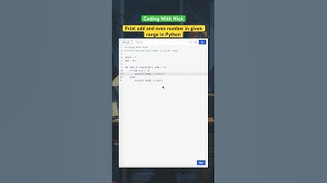 Print Odd and Even Numbers in a Given Range in Python #phython #pythonprogramming #coding #htmlcss