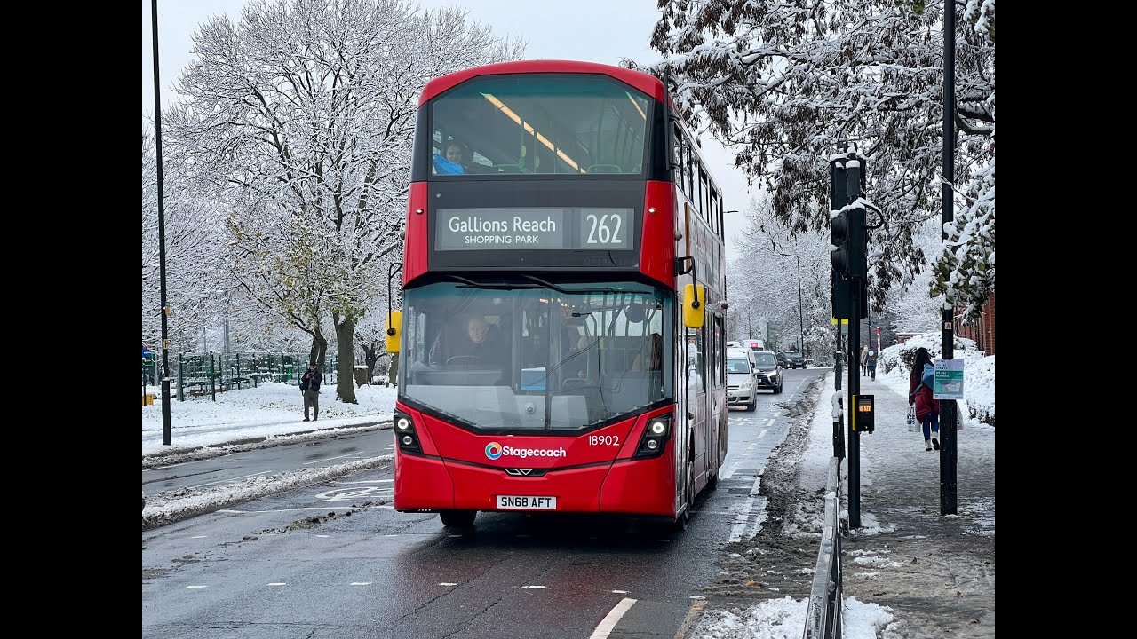 London's Buses in snowy conditions at Beckton bus station 12th December 2022