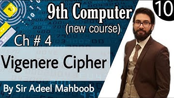 Vigenere Cipher in hindi/urdu | 9th computer new book chapter 4