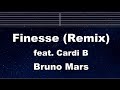 Practice Karaoke♬ Finesse (Remix) feat. Cardi B - Bruno Mars【With Guide Melody】Lyric, BGM