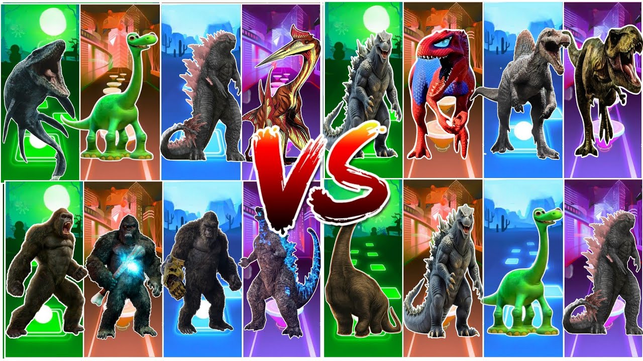 Мозазавр 🆚 Бронтозавр 🦕 🆚 Годзилла 🦖 🆚 Спинозавр 🎶 Tiles Hop Edm Rush