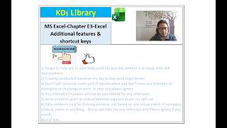 Chapter E3 Excel Additional features & shortcut keys