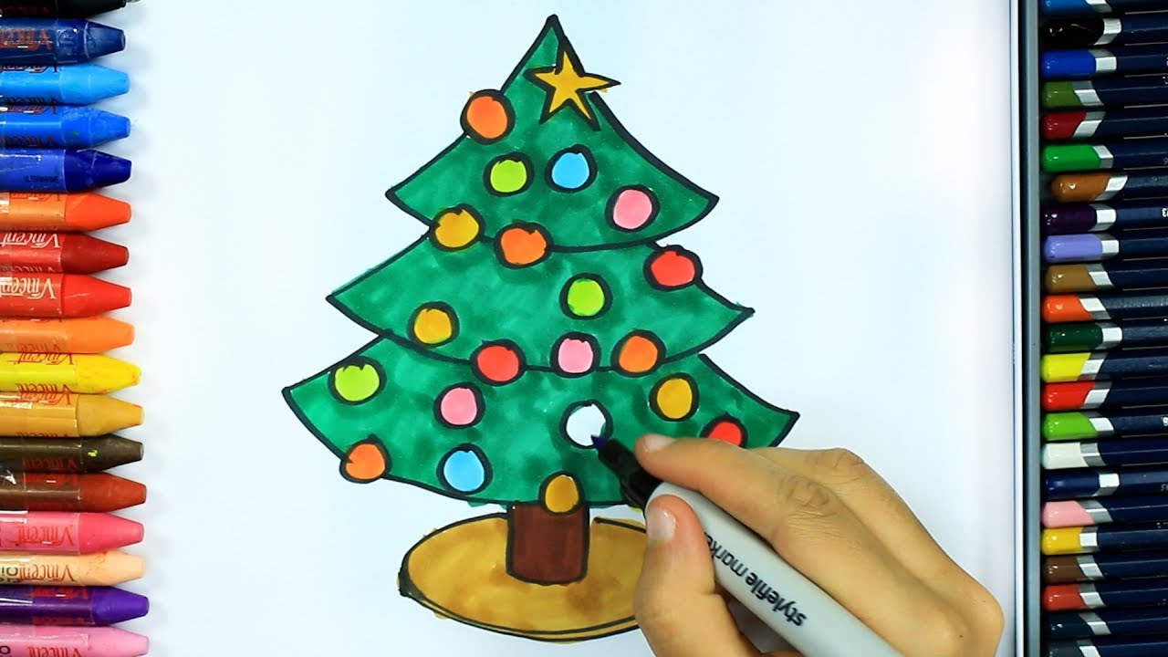 e disegnare e colorare albero di Natale ðŸŽ„ Disegno Colorare