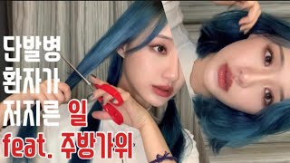 첫 셀프단발!! 머리자르고 멘탈 나간썰 ㅎ 점점 미쳐감 💇🏻‍♀️🤦🏻‍♀️ Cutting My Own Hair ! | 셀프단발,셀프커트,단발스타일링,은근asmr,가위소리,