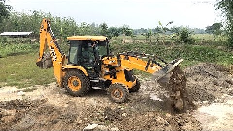 JCB Backhoe Loader Working Bridge Construction - JCB Working Video