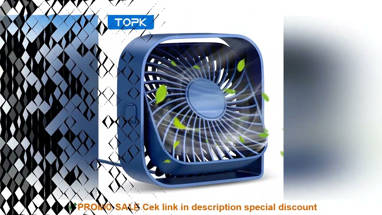 TOPK Mini Portable Fan,USB Desk Fan Table,Quiet 3 Speed Wind Personal Fan 360Rotatable Head Standing