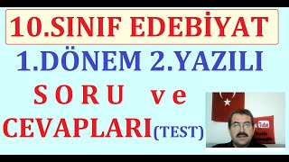 10.Sınıf EDEBİYAT 1.Dönem 2.Yazılı Sınavı Test Soru ve Cevapları 2022 @A.Metin KÜRÜMOĞLU