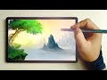 Digital painting on on Galaxy Tab S6 | Mystery landscape | Autodesk Sketchbook