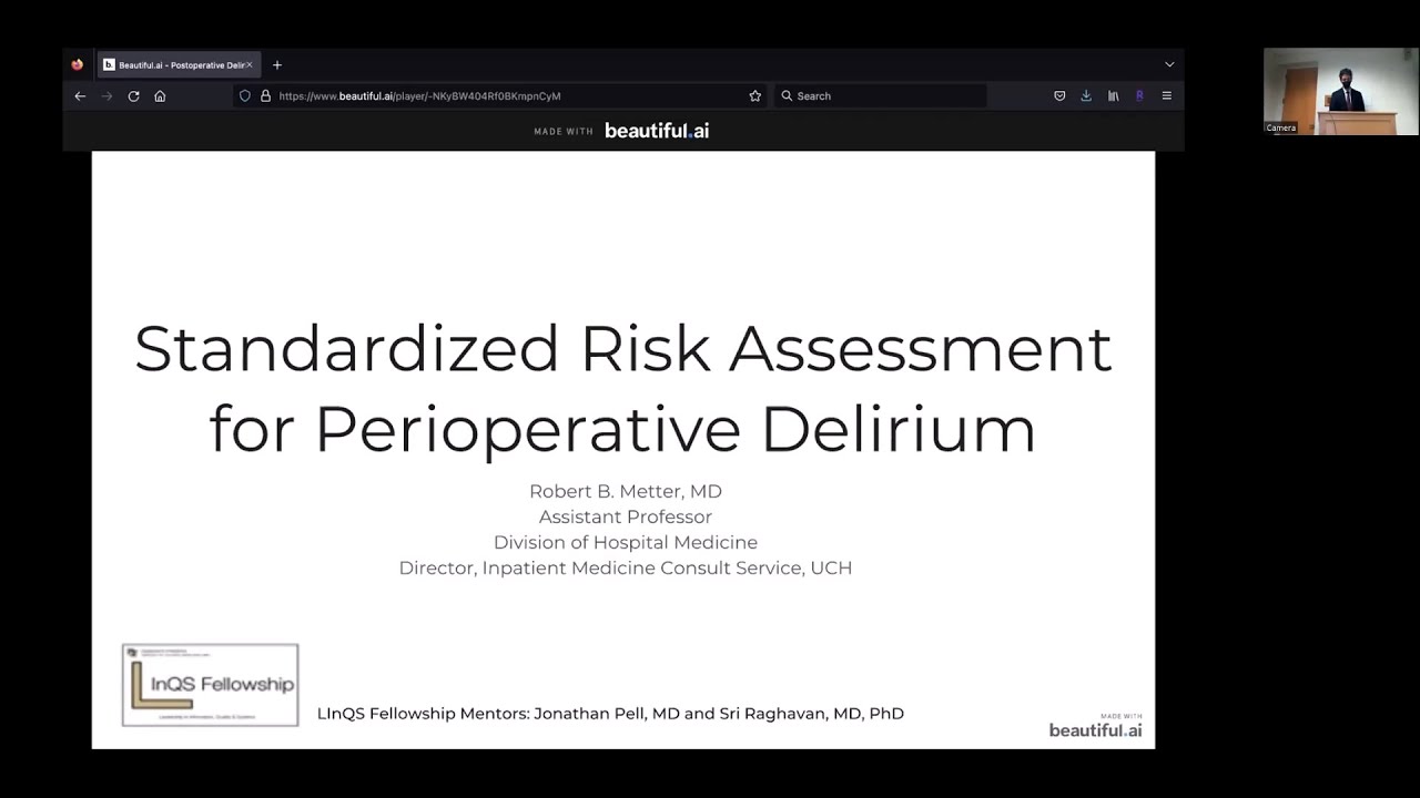 Standardized Risk Assessment for Perioperative Delirium | Robert Metter, MD