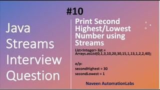 Java Streams Interview Question  10  Get Second Highest/Lowest Number using Streams