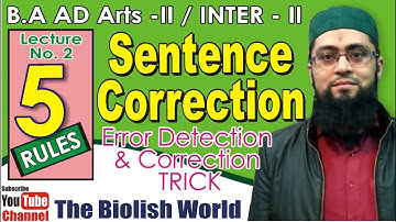Sentence Correction || Rules || 2 Intermediate || B.A - ADP Arts || @thebiolishworld