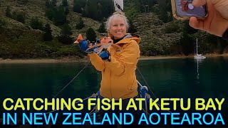 Rhonda Catches Two Fish For Dinner at Ketu Bay in Marlborough Sounds