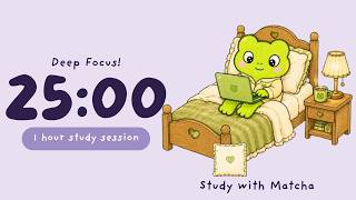 Study with Matcha | 1 hour pomodoro (25/5 min) | morning study | lo-fi beats