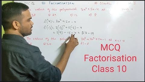 MCQ on Factorisation Class 10 || ICSE || Oswal || Remainder and Factor Theorem