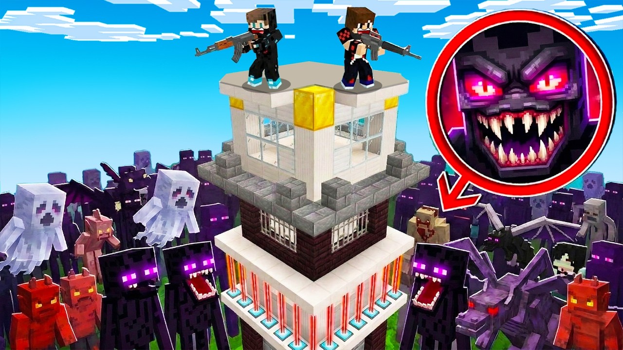 ماين كرافت : حماية برج الوحوش المرعبين ولكن النهاية كارثية !!؟ 🔥😱