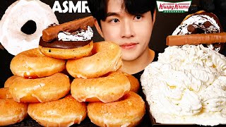 ASMR | Krispy kreme glazed donuts mukbang with cream mountain | no talking eating sounds