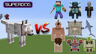 SuperDog vs All Minecraft Bosses,Herobrine,Warden,Cyclop,SuperCat,Evoker - Minecraft Mob Battle